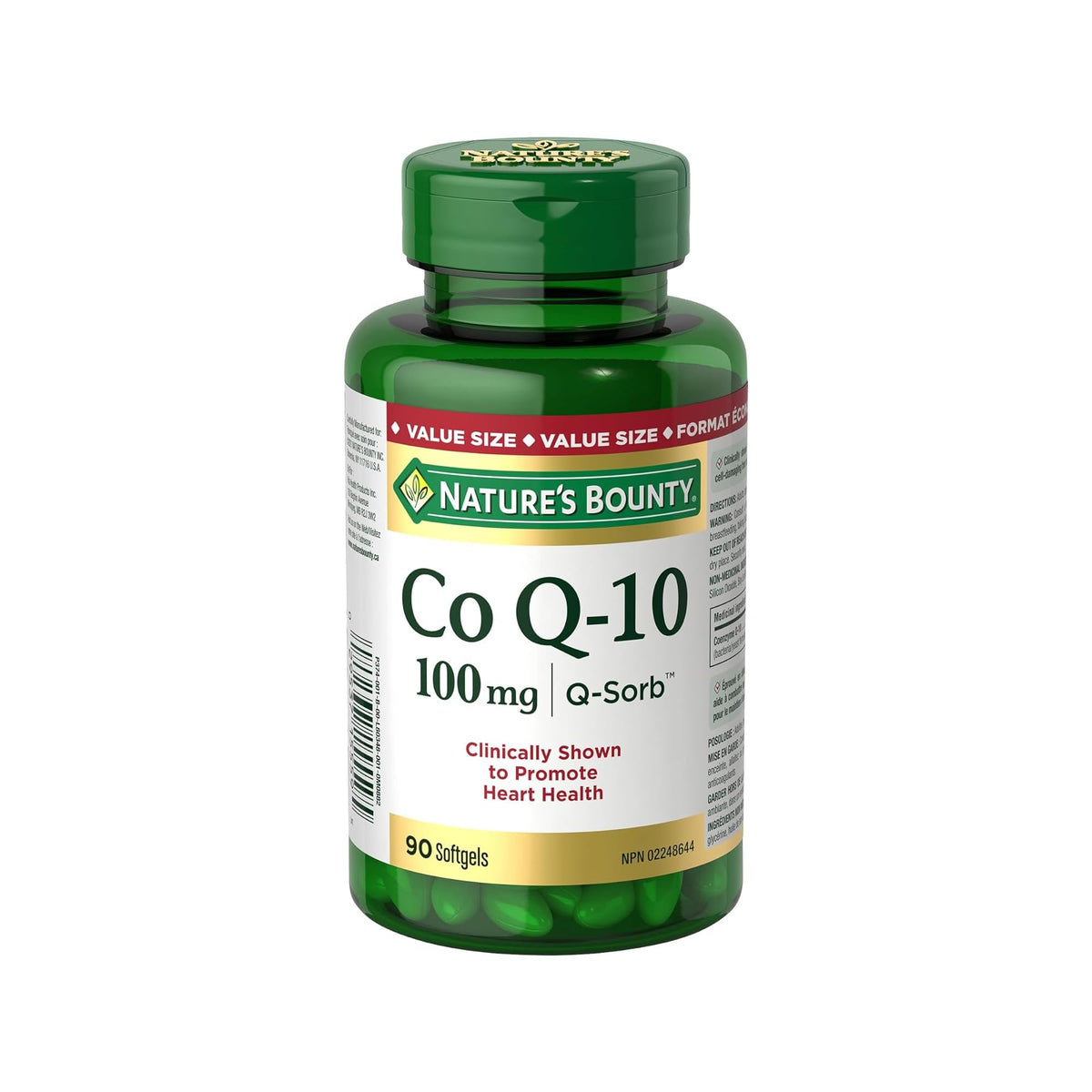NATURE'S BOUNTY Value Size Co Q-10, 100 mg, Coenzyme Q-10, Clinically Shown To Promote Heart Health, Antioxidant, 90 Softgels, 38.7 g