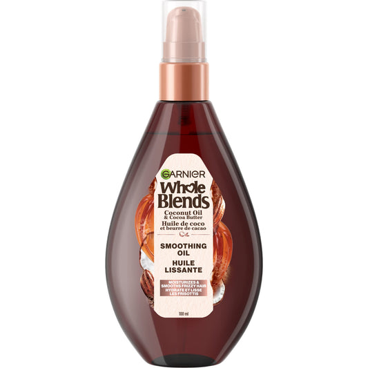 Garnier Whole Blends Smoothing Oil with Coconut Oil & Cocoa Butter Extracts, 3.4 Fluid Ounce