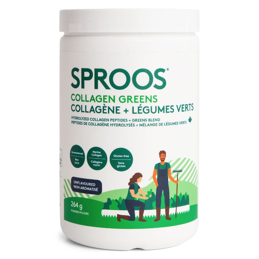 Sproos Collagen Greens |7 G Wild-caught Marine Collagen Peptides, 5 G organic greens |Unflavoured Tub 264g