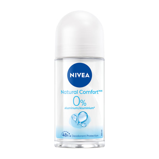 NIVEA Natural Comfort 0% Aluminum 48H Roll-On Deodorant, 50ml
