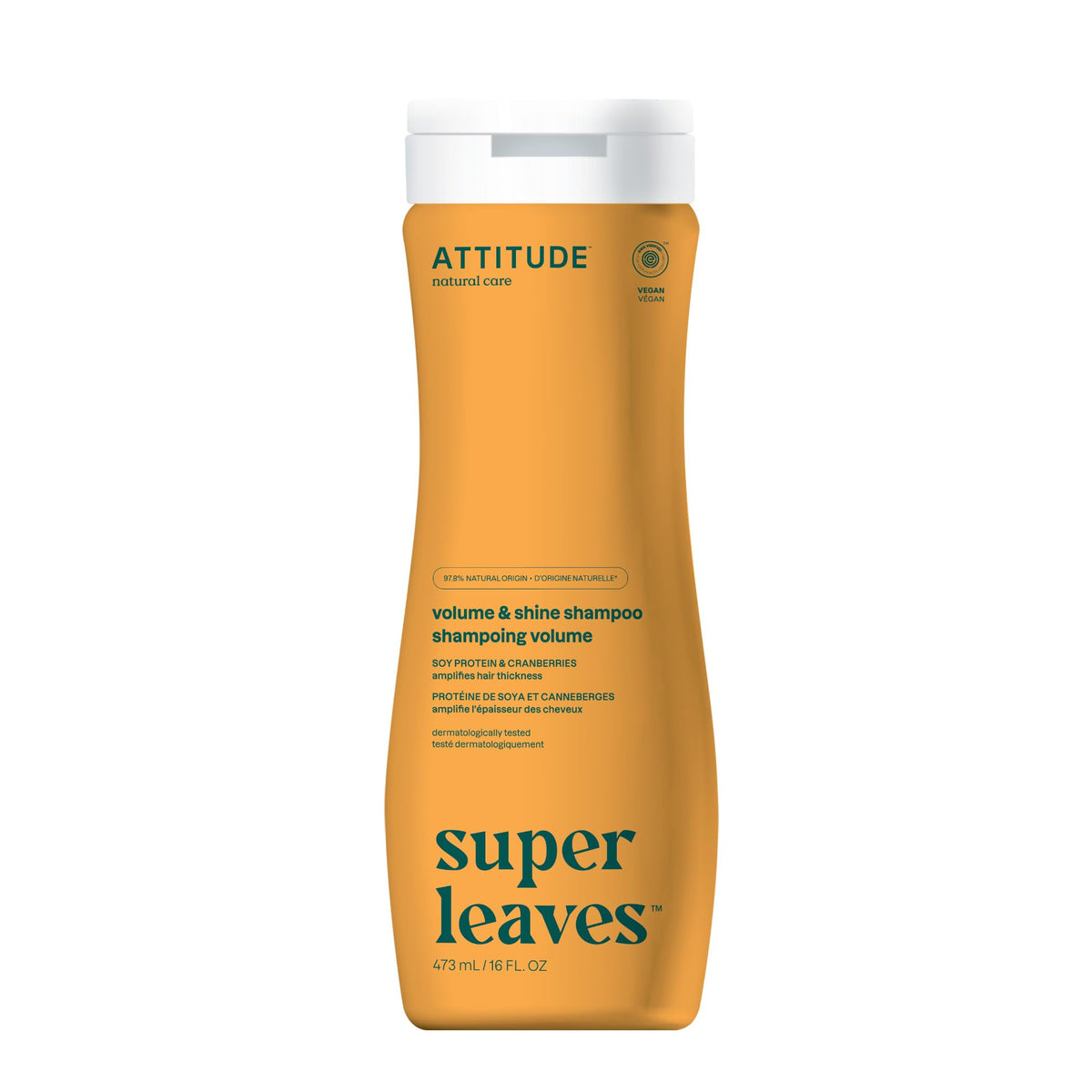 ATTITUDE Volume and Shine Hair Shampoo, Made in Canada, EWG Verified, For Thin Hair, Naturally Derived Ingredients, Vegan and Plant Based, Soy Protein And Cranberries, 473 mL