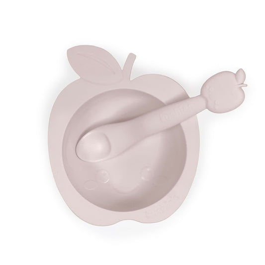 SILIBOWL + SPOON SET by Kushies Cute Silicone Bowl with Suction and Spoon Set for Babies, Toddlers, and Kids, Non-Slip, Dishwasher, Microwave, Freezer, and Oven Safe, BPA, PVC, and Phthalate Free - Pink
