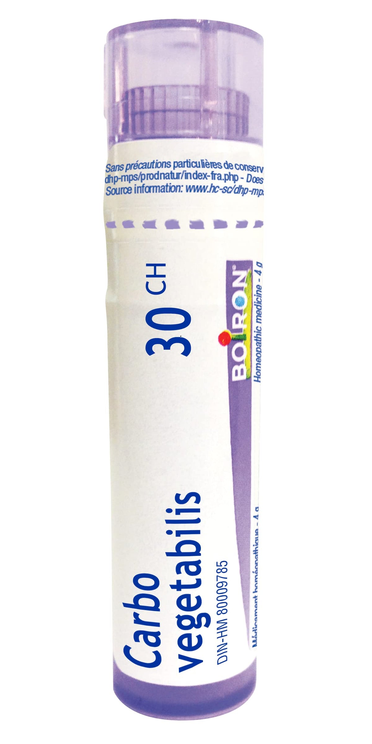 Boiron Carbo vegetabilis 30ch,Homeopathic medicine. Each tube contains 4 g (approximately 80 pellets)
