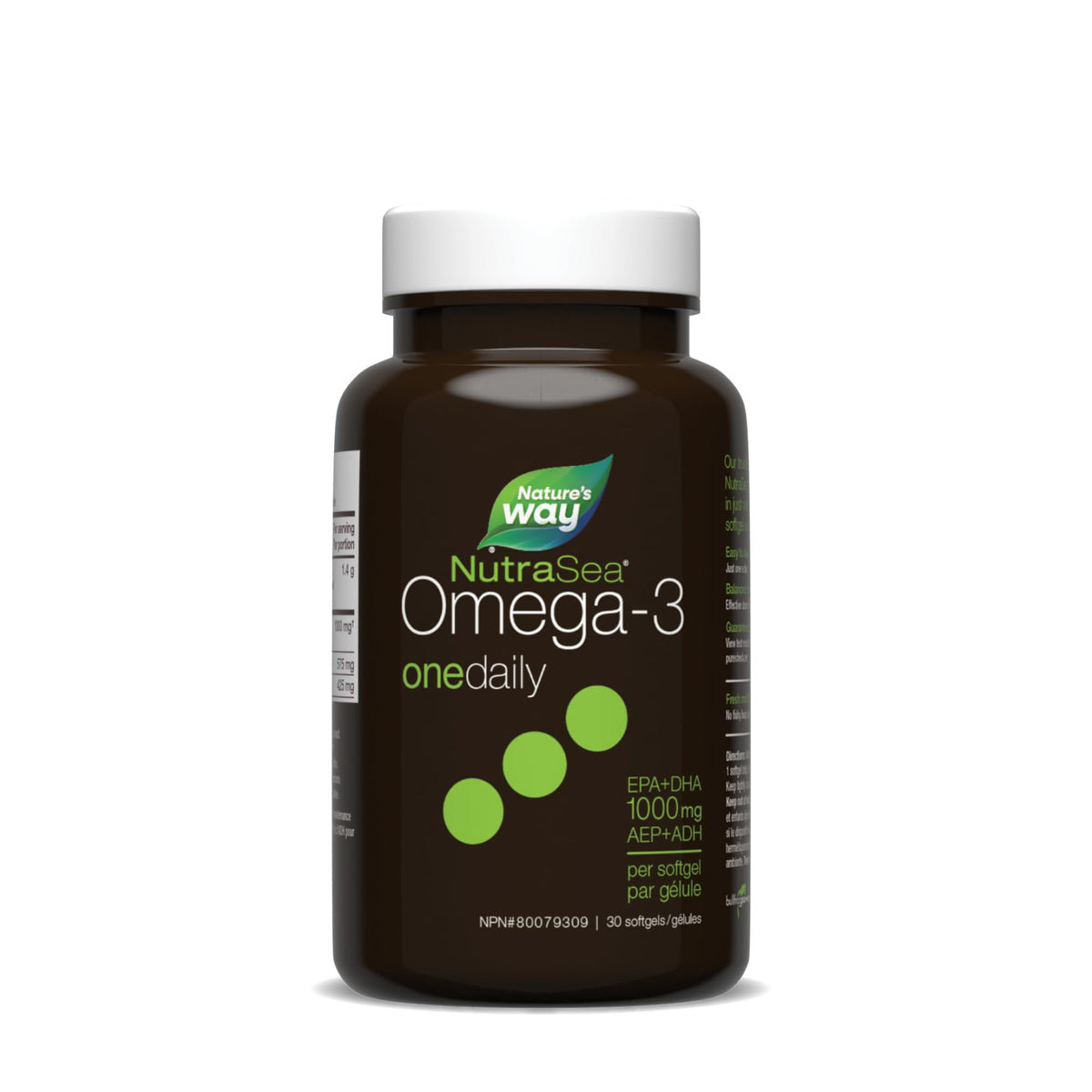 Nature's Way NutraSea One Daily Omega 3 High Potency Softgels Supplement with Fish Oil – Fresh Mint Flavour – Heart & Brain Support for Adults and Kids Ages 6+ – EPA & DHA, 30 Softgels