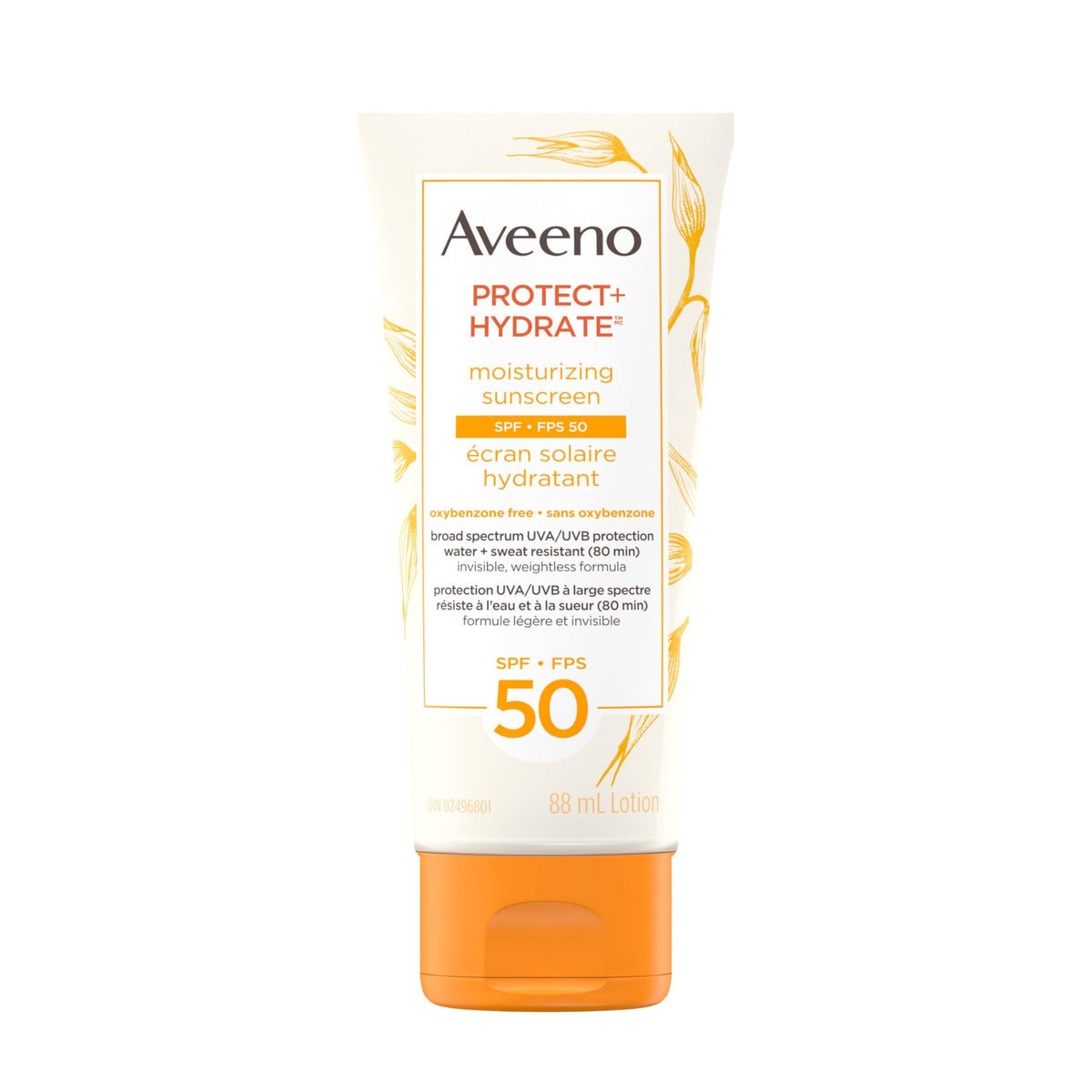 Aveeno Protect & Hydrate Face Sunscreen Lotion SPF 50 - Broad Spectrum UVA/UVB Protection with Oat Formula - Water Resistant, Non-Comedogenic Moisturizing Cream for Sensitive Skin, 88 mL