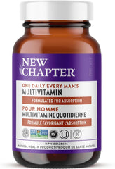 New Chapter Men's Multivitamin for Immune, Stress, Heart + Energy Support with Fermented Nutrients - Every Man's One Daily, Made with Organic Vegetables & Herbs, Non-GMO, Gluten Free - 30 ct