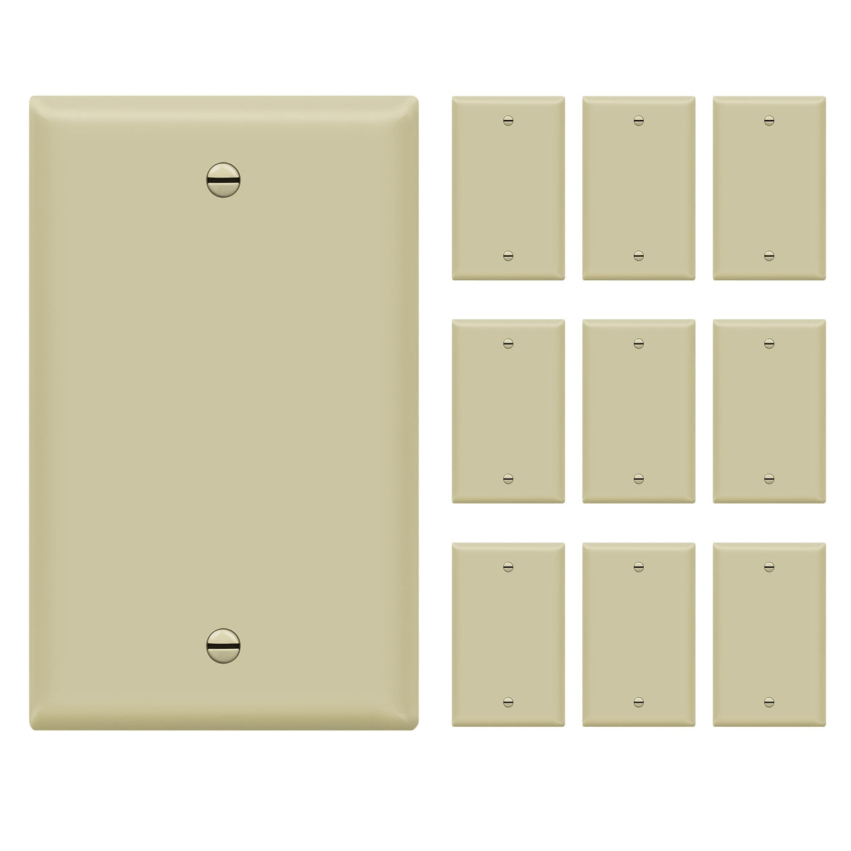 ENERLITES Blank Device Wall Plate, Gloss Finish, Standard Size 1-Gang 4.50" x 2.76", Polycarbonate Thermoplastic, 8801-I-10PCS, Ivory (10 Pack)