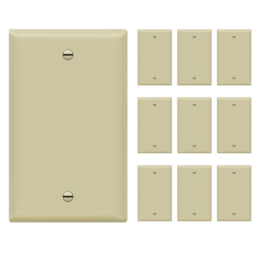 ENERLITES Blank Device Wall Plate, Gloss Finish, Standard Size 1-Gang 4.50" x 2.76", Polycarbonate Thermoplastic, 8801-I-10PCS, Ivory (10 Pack)