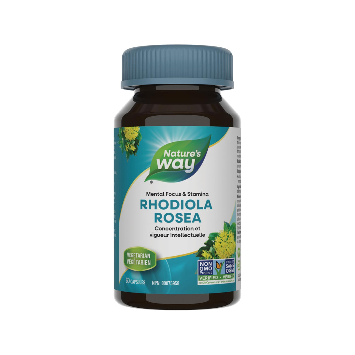 Nature's Way Rhodiola Rosea Herbal Supplement – 250 mg Rhodiola Extract – Supports Cognitive Function, Mental Focus & Stamina – Temporarily Relieves Symptoms of Stress – 60 Vegetarian Capsules