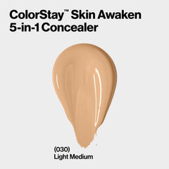 Revlon ColorStay Skin Awaken 5-in-1 Concealer, Lightweight, Creamy Longlasting Face Makeup with Caffeine & Vitamin C, For Imperfections, Dark Circles & Redness, 030 Light Medium, 0.27 fl oz/ 8ml