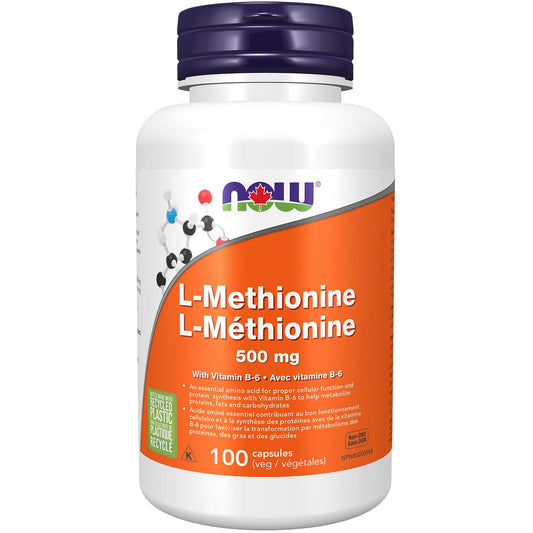 NOW Supplements, L-Methionine 500 mg with Vitamin B-6, Supports Detoxification, Amino Acid, 100 Veg Capsules