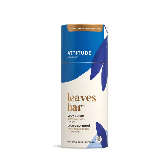 ATTITUDE Body Butter, Made in Canada, Natural Origin, Deeply Nourishes & Retains Moisture, Shea & Cocoa Butters, EWG Verified, All skin types, Vegan, Sea Salt, 85 mL