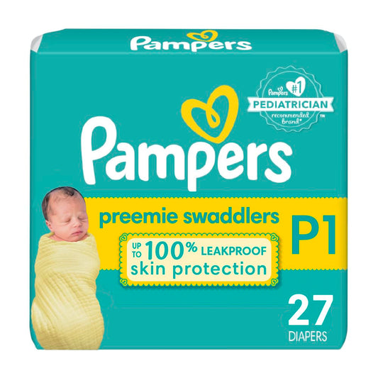 Pampers Newborn Diapers Size Preemie 2.7 kg - Pampers Swaddlers Disposable Baby Diapers, 27 Count, Jumbo Pack