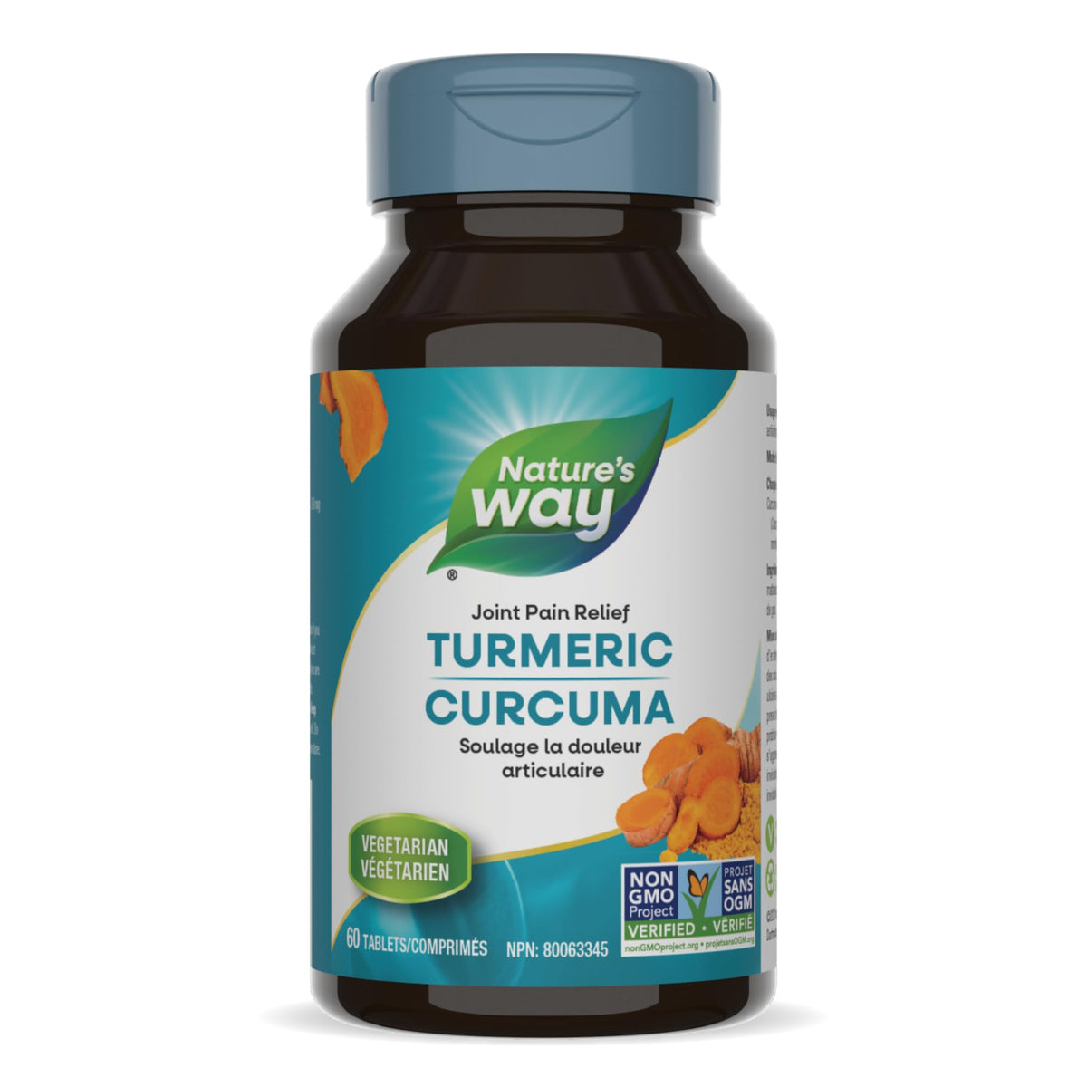 Nature’s Way Turmeric– 500mg Standardized Extract, 95% Curcuminoids – Joint Pain Relief, Anti-Inflammatory, Antioxidant Support – Non-GMO, 60 Vegetarian Tablets