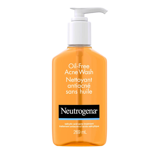Neutrogena Oil-Free Acne Wash, Facial Cleanser with 2% Salicylic Acid Acne Treatment, Daily Oil-Free Acne Face Wash for Acne-Prone Skin with Salicylic Acid, 269mL