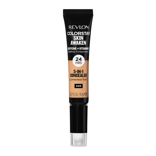 Revlon ColorStay Skin Awaken 5-in-1 Concealer, Lightweight, Creamy Longlasting Face Makeup with Caffeine & Vitamin C, For Imperfections, Dark Circles & Redness, 040 Medium, 0.27 fl oz/ 8ml