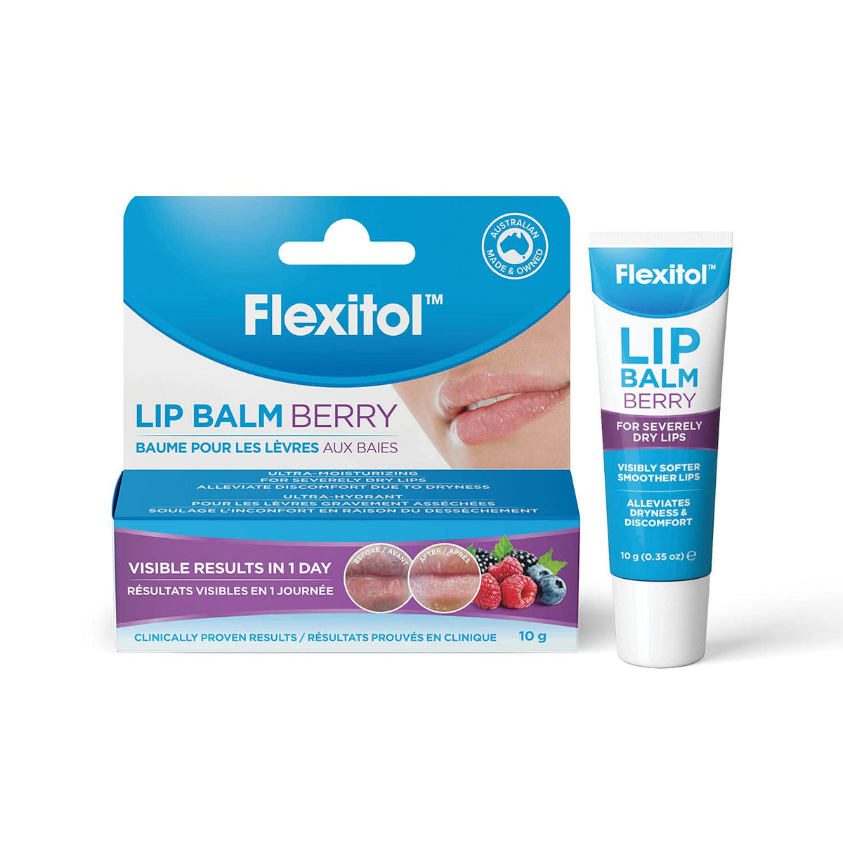 Flexitol Lip Balm - Berry - Best Lip Balm for Dry and Chapped Lips, Lip Moisturiser & Protection for Dry Lips, Top Lip Treatment in Canada (10g)