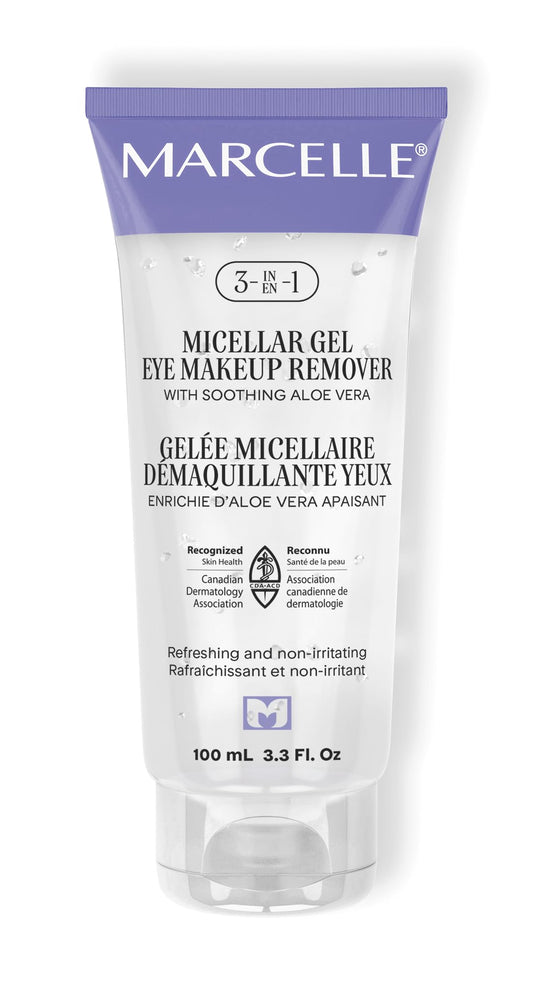 Marcelle 3-in-1 Micellar Gel Eye Makeup Remover with Soothing Aloe, Removes Waterproof Makeup, Reduces Appearance of Dark Circles, Oil-Free, Alcohol-Free, Cruelty-Free, Fragrance-Free, Hypoallergenic, 100 mL