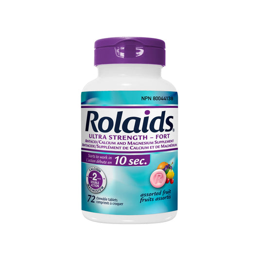 Rolaids Ultra Strength Antacid, Fruit Flavoured, Fast Heartburn Relief, 72 Count