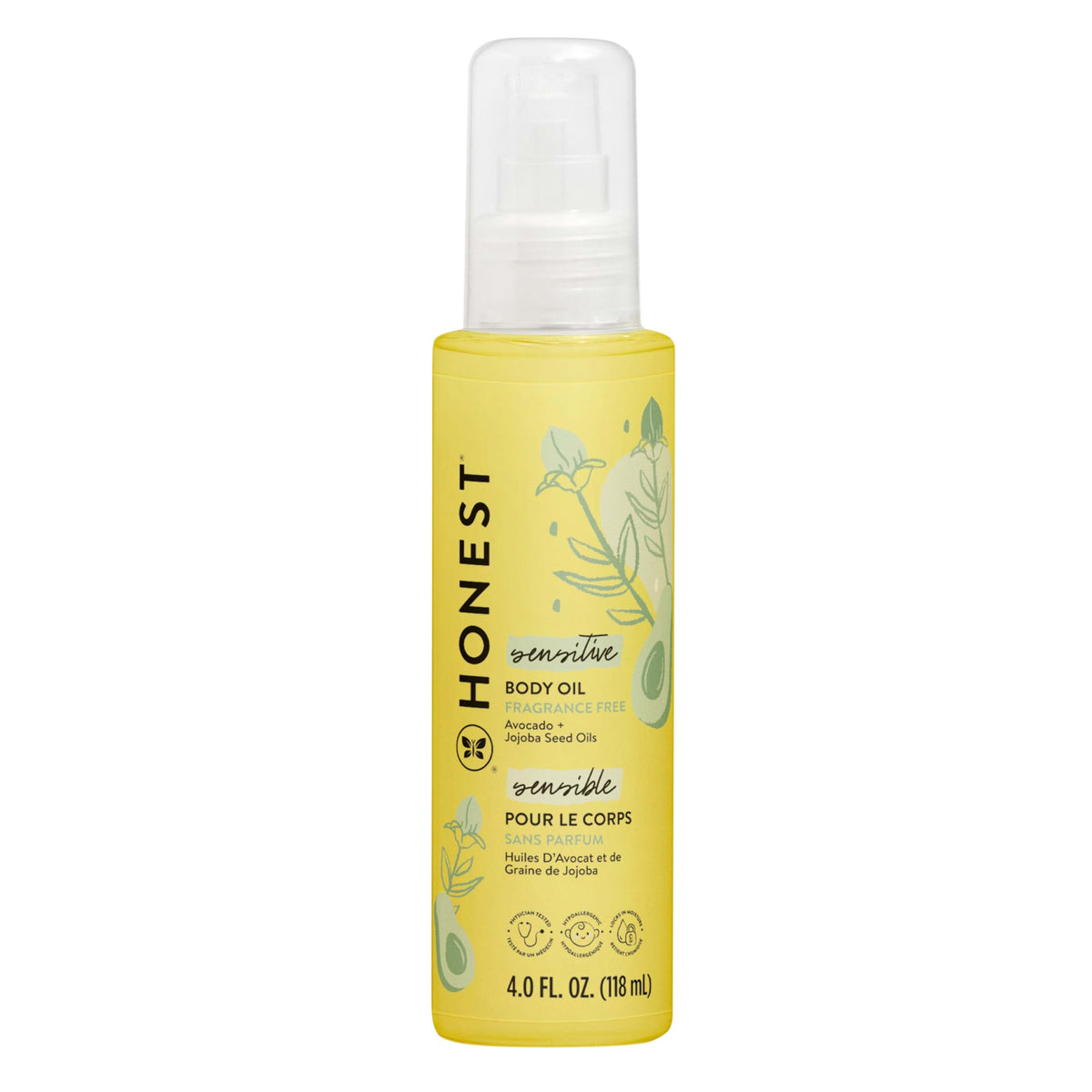 The Honest Company Organic Body Oil | Gentle for Baby | Fragrance Free, Plant-Based, Hypoallergenic | 4.0 fl oz