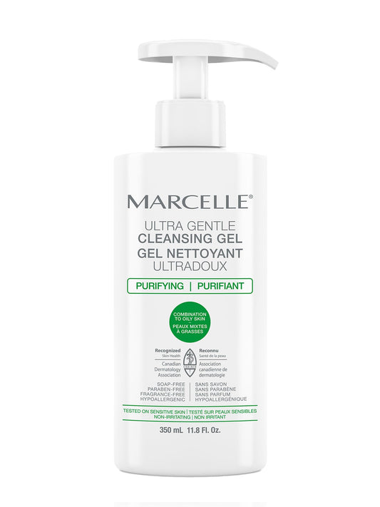 Marcelle Ultra-Gentle Cleansing Gel, Purifying, Combination To Oily Skin, Facial Cleanser, Hypoallergenic, Soap-Free, Paraben-Free, Fragrance-Free, Tested On Sensitive Skin, Cruelty-Free, 350 mL