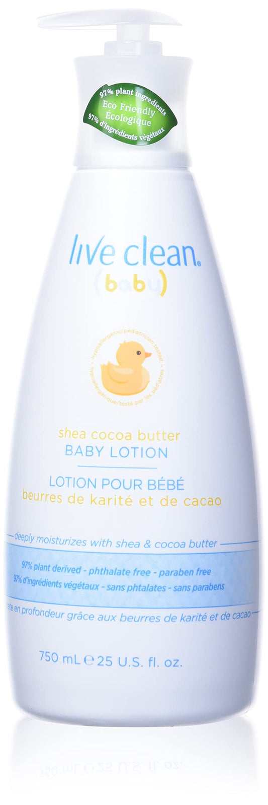 Live Clean Baby Lotion, Shea Cocoa Butter, 750ml, Clear