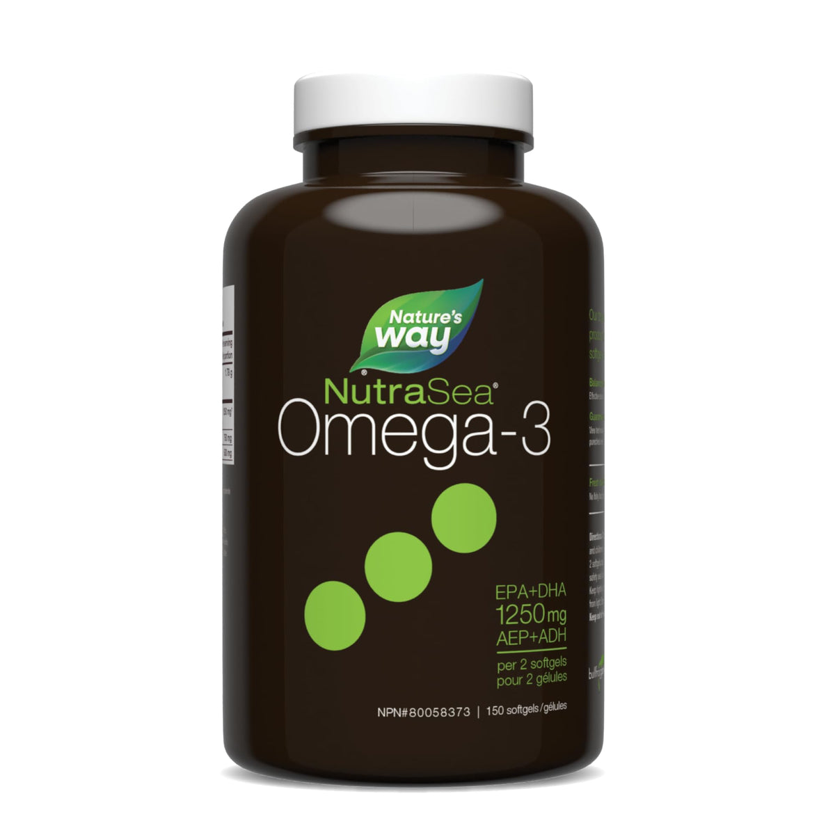 Nature's Way NutraSea Omega 3 Liquid Gels Supplement with Fish Oil – Fresh Mint Flavour – Heart & Brain Support for Adults and Kids Ages 6+ – EPA & DHA, 150 Softgels