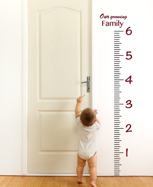 Giant Vinyl Growth Chart Kit | Kids DIY Height Wall Ruler Large Measuring Tape Sticker Number Decal Sticker (Burgundy, 73x23 inches)