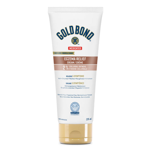 Gold Bond Medicated Eczema Relief Cream, 225ml Tube, Steroid and Fragrance Free Eczema Cream With 2% Colloidal Oatmeal to Relieve Rashes, Itching and Irritation Associated With Eczema