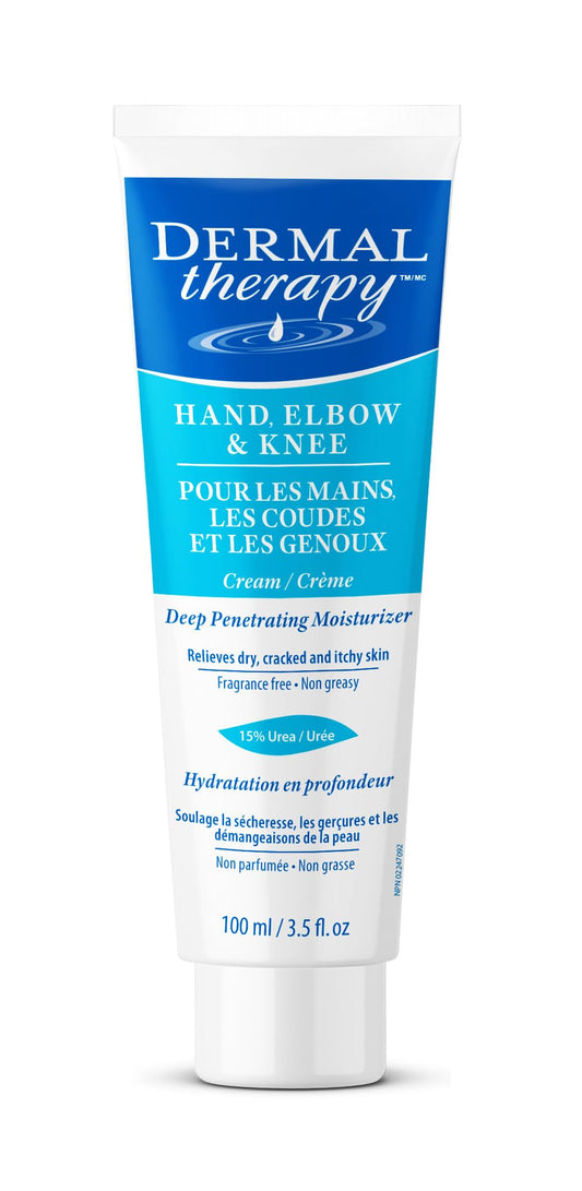 Dermal Therapy Hand Elbow & Knee Cream with 15% Urea & 6% AHA - Deeply Hydrates & Exfoliates Dry, Cracked Skin on Hands, Elbows & Knees - Fragrance-Free, Non-Greasy - 3.5 fl oz / 100 ml