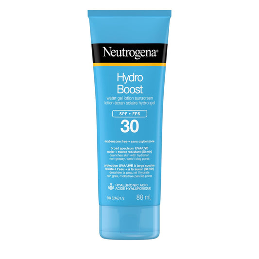 Neutrogena Hydro Boost Water Gel Lotion Sunscreen SPF 30 with Hyaluronic Acid, Non-Comedogenic, Water Resistant, 88 ml
