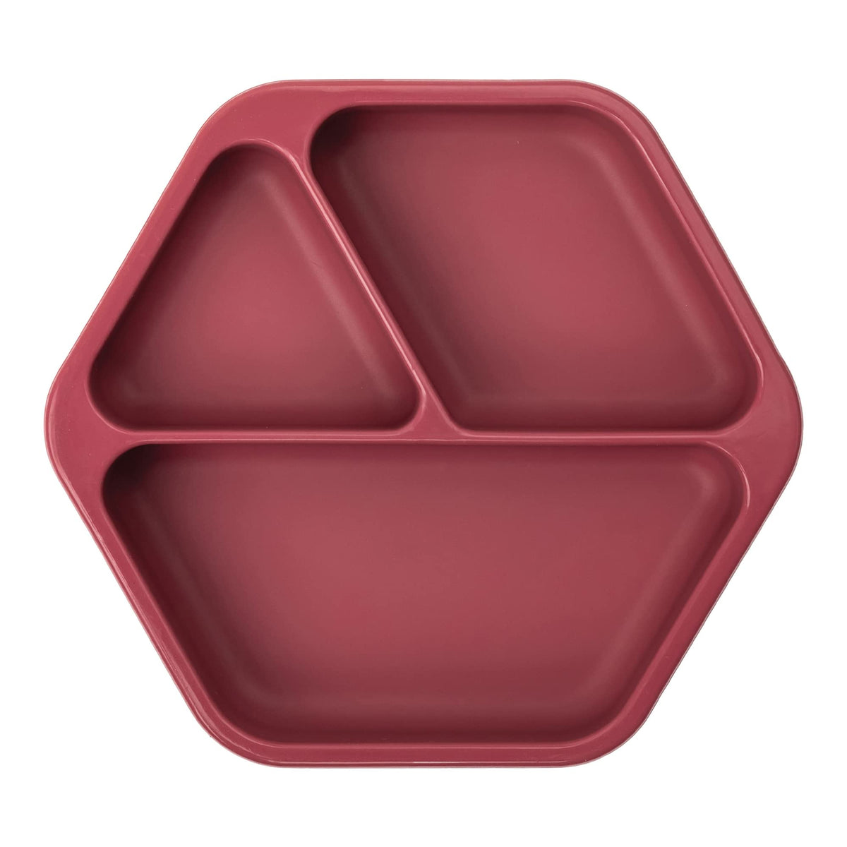 Tiny Twinkle Silicone Suction Baby Plate, Suction Grip Divided Dish for First Foods and Self-Feeding, 6-24 Months, Baby Led Weaning Supplies for Independent Eating (Burgundy, Plate)