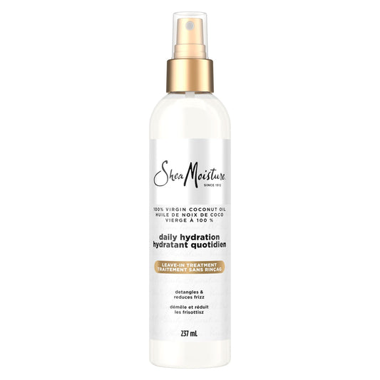 SheaMoisture 100% Virgin Coconut Oil Daily Hydration Leave-In Hair Treatment, Hair Care for all hair types with Coconut Oil, Coconut Milk, Acacia Senegal, 237ml