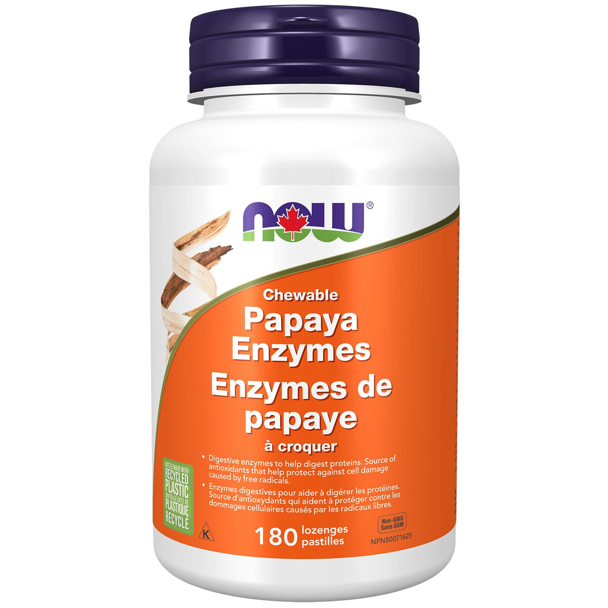 NOW Supplements, Papaya Enzyme with Mint and Chlorophyll, Digestive Support, 180 Chewable Lozenges
