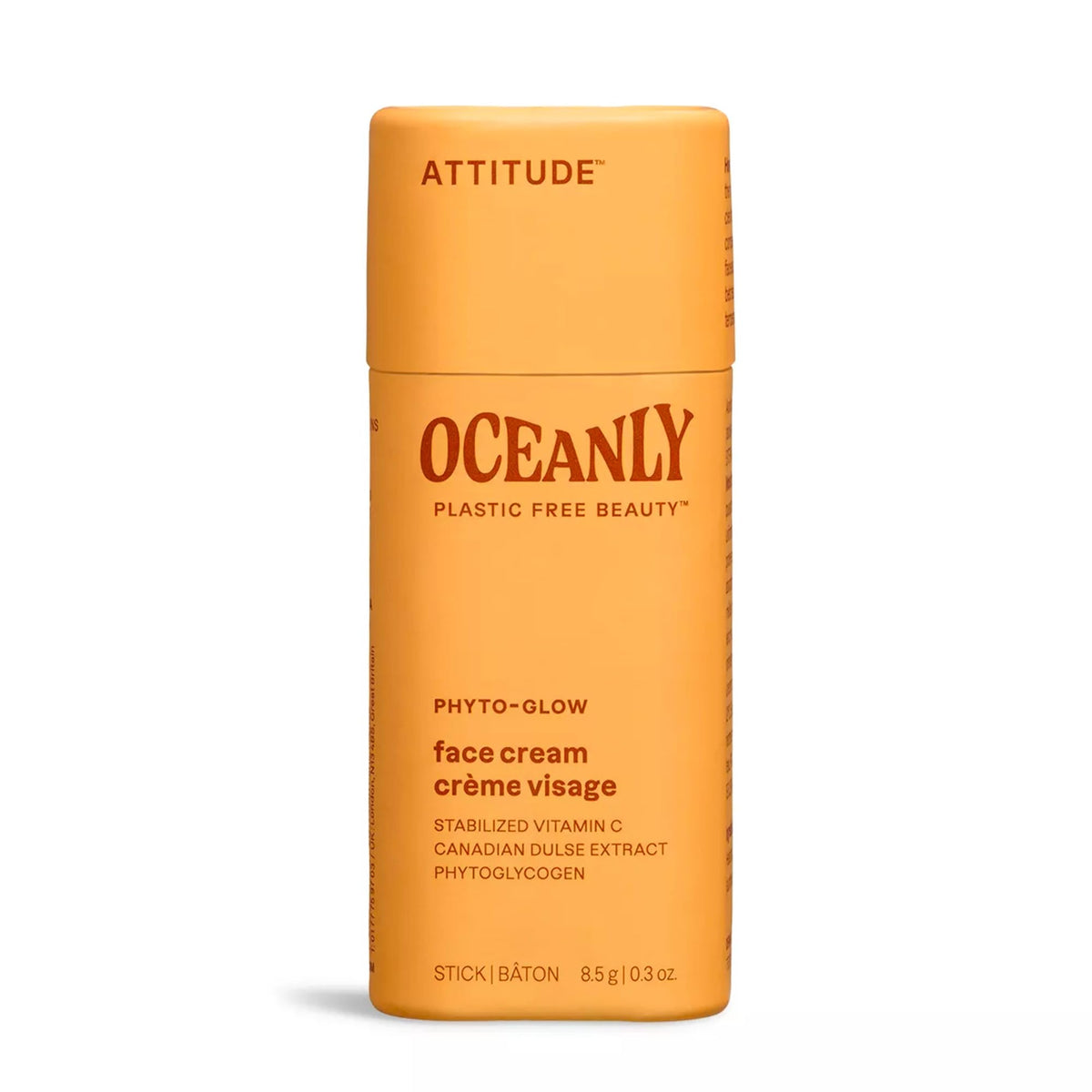 ATTITUDE Oceanly Face Cream Stick, Made in Canada, EWG Verified, Plastic-free, Plant & Mineral-Based Ingredients, Vegan Beauty Products, PHYTO GLOW, Unscented, 8.5 grams