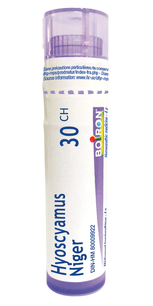 Boiron Hyoscyamus niger 30ch,Homeopathic medicine. Each tube contains 4 g (approximately 80 pellets)
