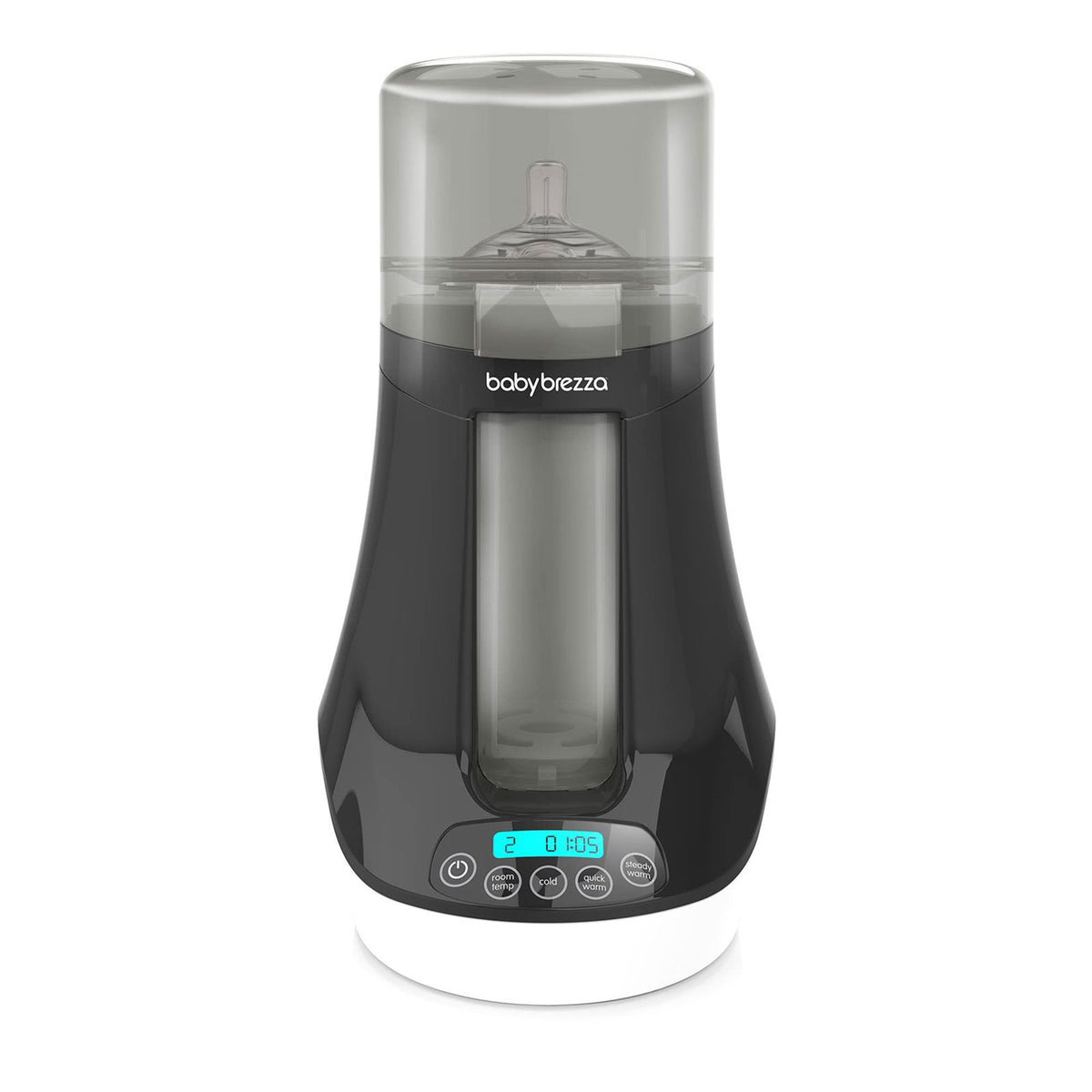 Baby Brezza Electric Baby Bottle Warmer, Breast Milk + Baby Food Warmer and Defroster - Universal Fits All Feeding Bottles:Glass, Plastic, Small, Large + Digital Display,Black and White