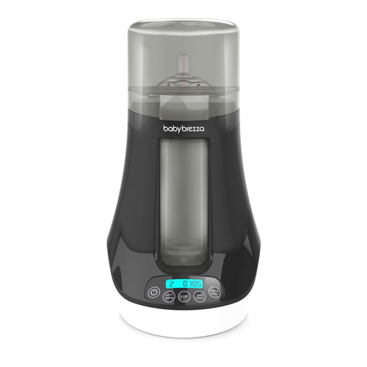 Baby Brezza Electric Baby Bottle Warmer, Breast Milk + Baby Food Warmer and Defroster - Universal Fits All Feeding Bottles:Glass, Plastic, Small, Large + Digital Display,Black and White