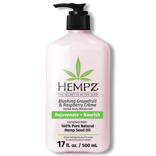 Hempz Herbal Body Moisturizer, Light Pink, Blushing Grapefruit/Raspberry Creme, 17 Fluid Ounce