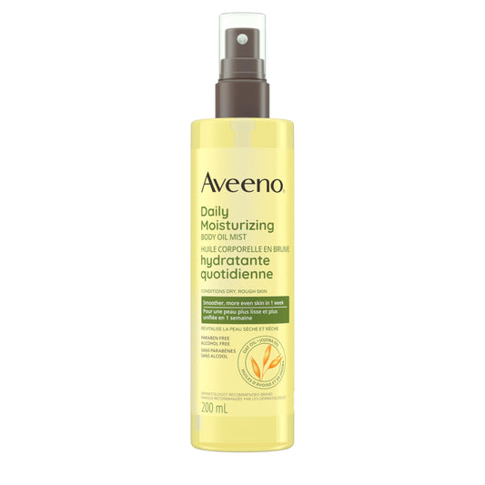 Aveeno Daily Moisturizing Body Oil Mist with Oat and Jojoba Oil for Dry, Rough, Sensitive Skin, Lightweight, Non-Greasy, Body Spray, Paraben, Silicone & Phthalate-Free, 200mL