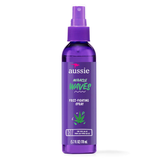Aussie Miracle Waves Frizz-Fighting Hair Spray with Hemp Seed Oil for Wavy Hair, Paraben-Free, 168 mL