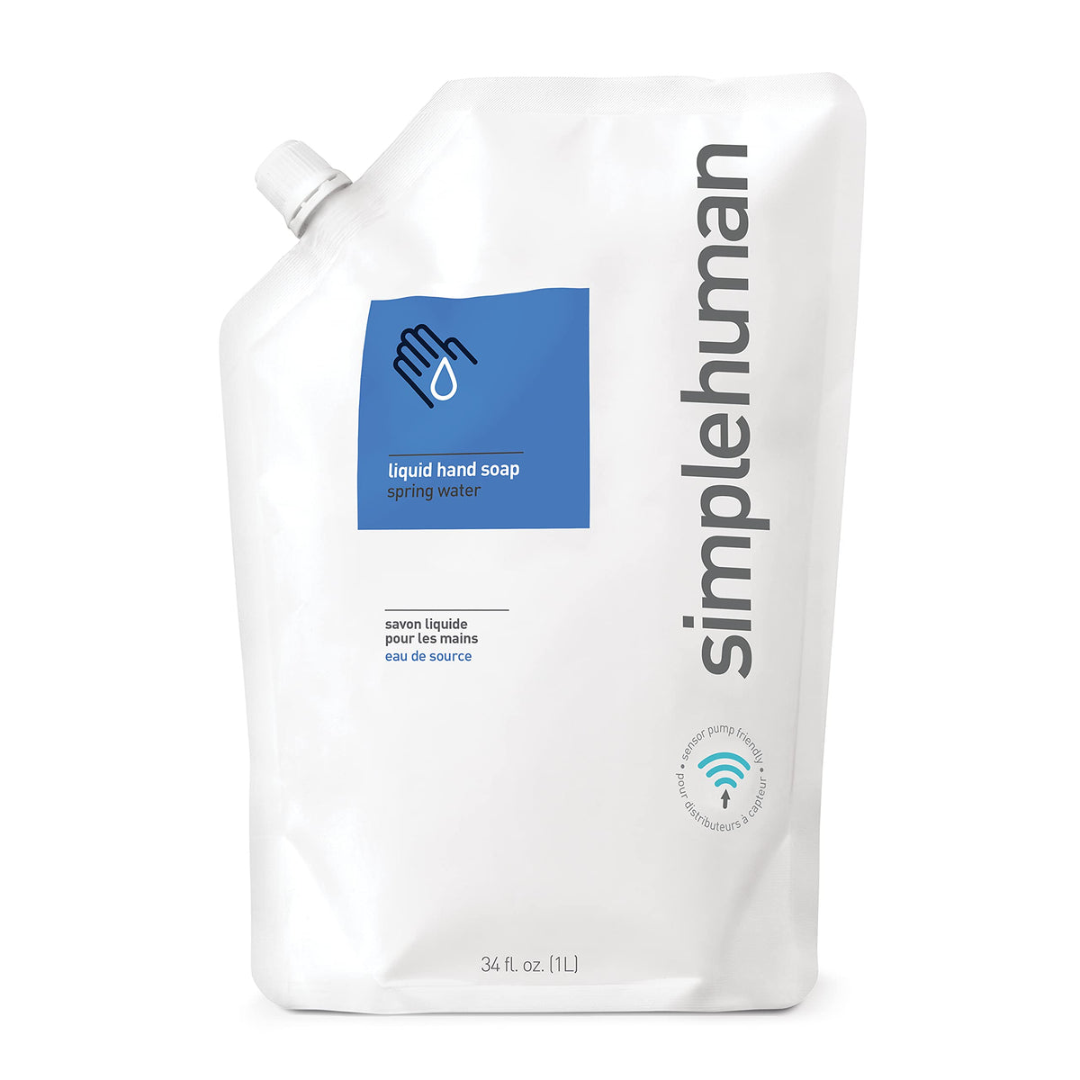 Simplehuman Spring Water Moisturizing Liquid Hand Soap Refill Pouch, 1 Liter / 34 Fl. Oz.