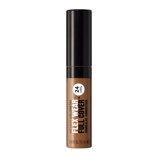 Revlon ColorStay Flex Wear, Full Cover Non-Creasing Concealer, Infused with Hyaluronic Acid & Vitamin E, Flexible Longwear, 076 Caramel, 0.34 fl oz/ 10ml