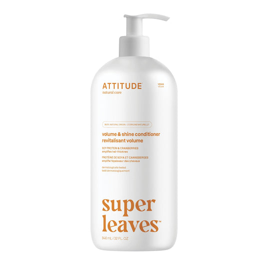ATTITUDE Volume and Shine Hair Conditioner, Made in Canda, For Thin Hair, Naturally Derived Ingredients, Vegan Detangler, Dermatologically Tested, Soy Protein & Cranberries, 946 mL