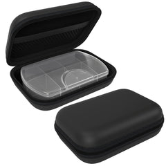 EZY DOSE Hard Sided Pill Case, Features Zippered Pouch, Easy to Use Design, Perfect for Travel and Daily Usage, 8-Comparments, BPA Free, Black