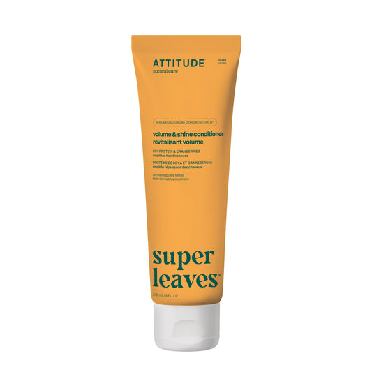 ATTITUDE Volume and Shine Hair Conditioner, Made in Canada, For Thin Hair, Naturally Derived Ingredients, Vegan Detangler, Dermatologically Tested, Soy Protein & Cranberries, 240 mL