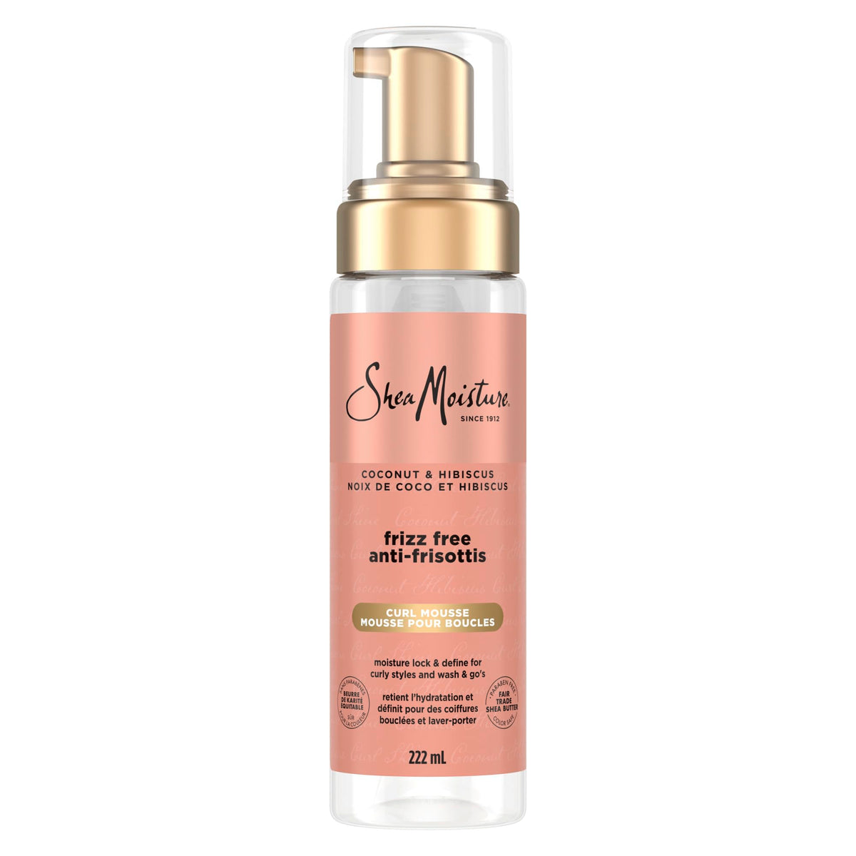 SheaMoisture Frizz-Free Curl Mousse for curly hair Coconut & Hibiscus with Silk Protein & Neem Oil 222mL