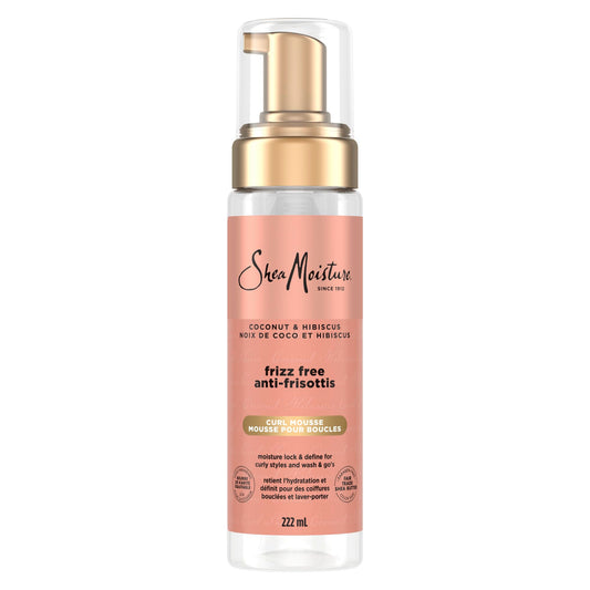 SheaMoisture Frizz-Free Curl Mousse for curly hair Coconut & Hibiscus with Silk Protein & Neem Oil, 222ml