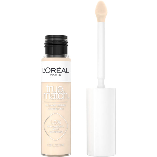 L’Oréal Paris True Match Radiant Serum Concealer, Brightening Under Eye Concealer for Dark Circles with 1.5% Hyaluronic Acid and Caffeine, N1, 10 mL