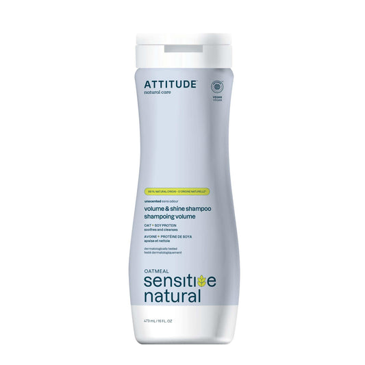 ATTITUDE Volume and Shine Hair Shampoo for Sensitive Dry Scalp, Made in Canada, EWG Verified, Soothing Oat, For Thin Hair, Naturally Derived Ingredients, Vegan and Plant-Based, Unscented, 473 mL